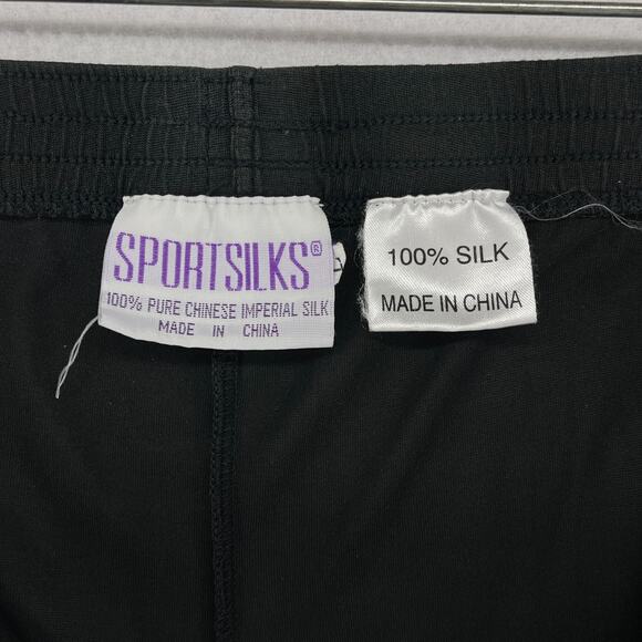 SPORTSILKS Pants Mens L Baselayer Chinese Imperial 100% Silk Bottoms Black - Picture 5 of 12